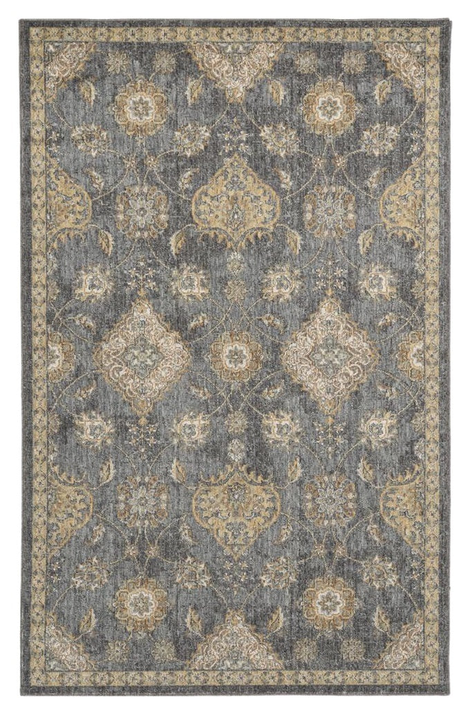 3' X 5' Slate Gray Wool Floral Vines Area Rug