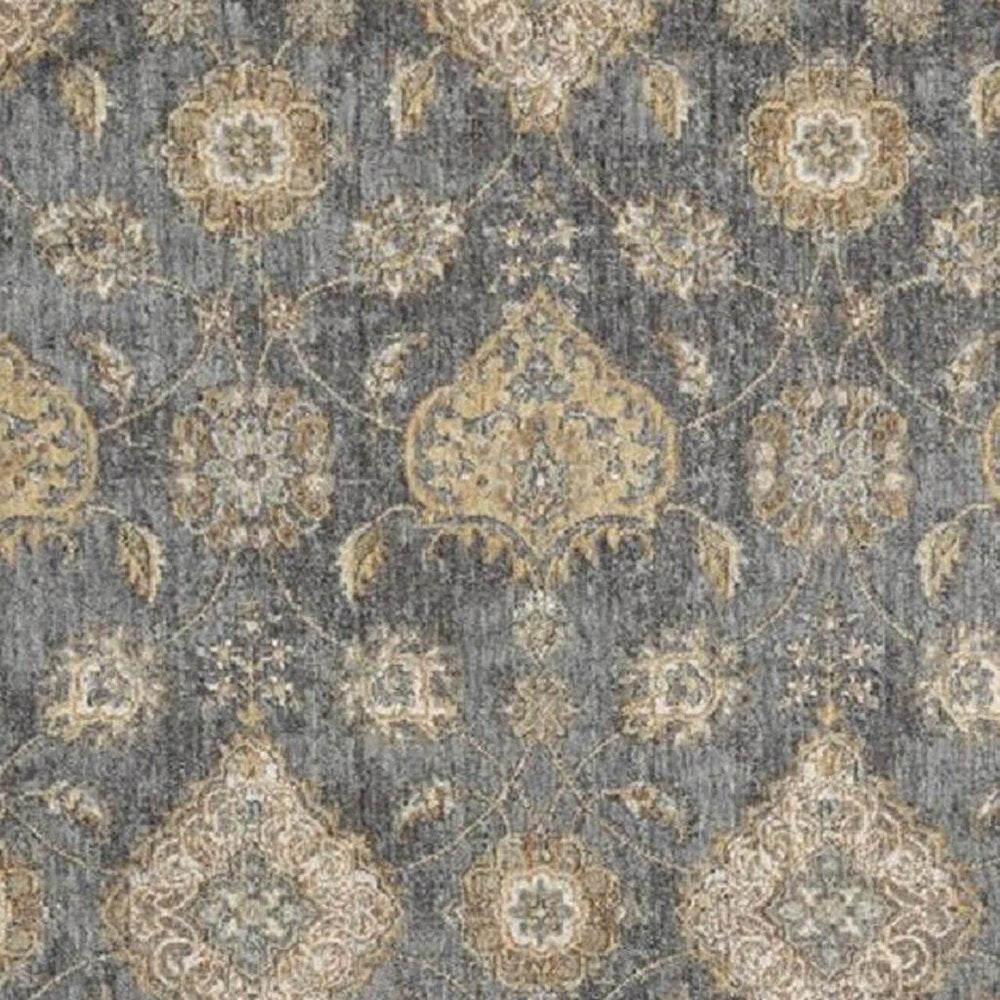 2' X 3' Sage And Slate Gray Wool Floral Medallion Area Rug