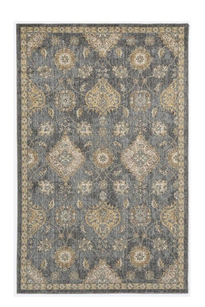 2' X 3' Sage And Slate Gray Wool Floral Medallion Area Rug