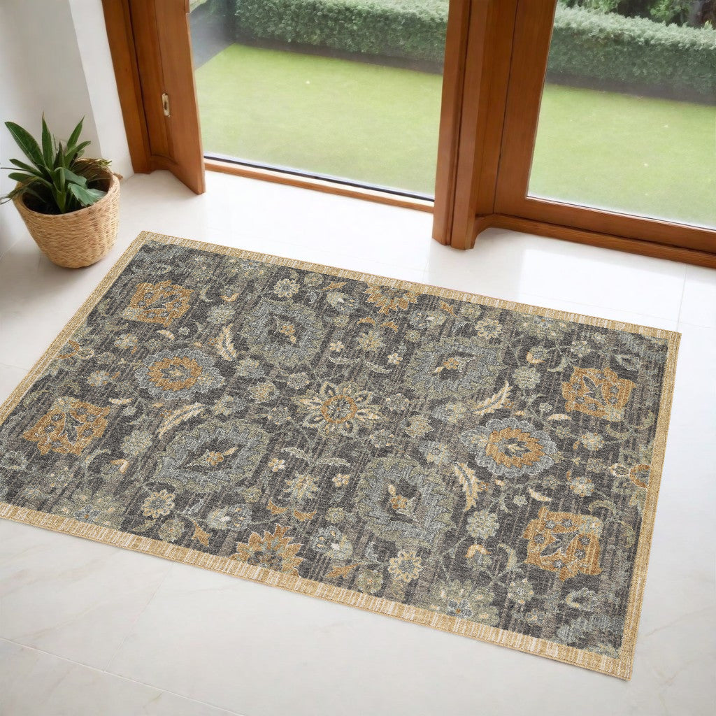 8' Taupe Machine Woven Vintage Traditional Indoor Runner Rug