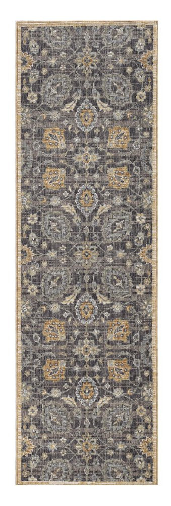 9' Taupe Orange And Gray Wool Floral Distressed Round Rug