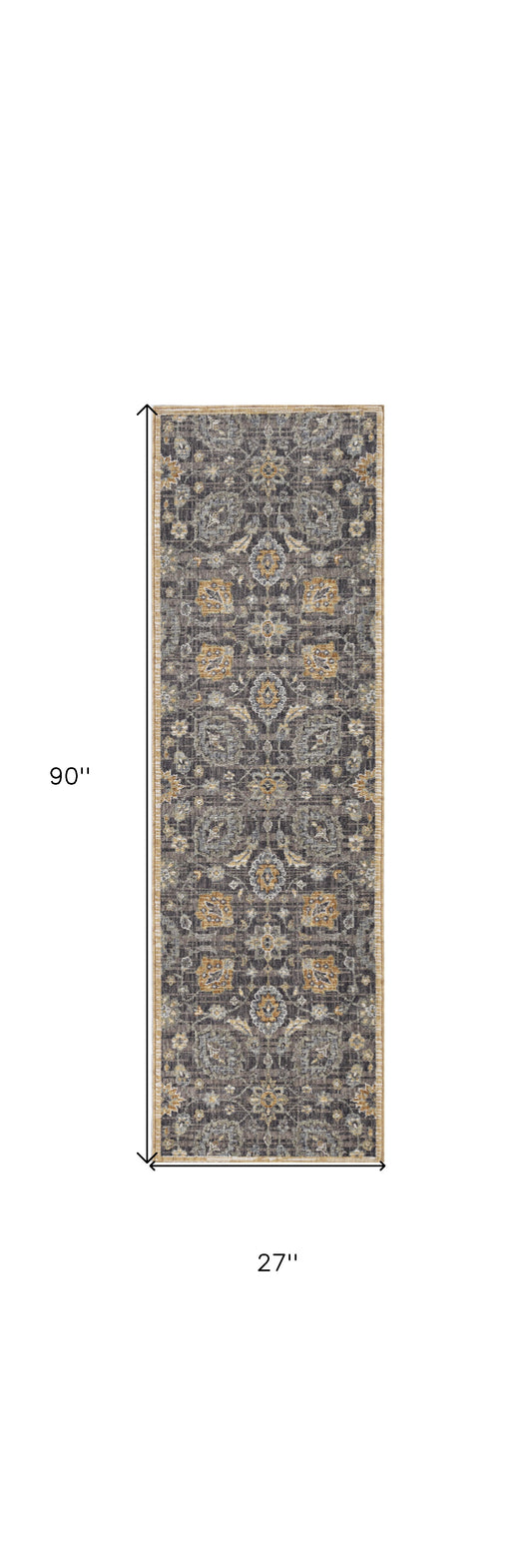 3' X 5' Taupe Floral Vine Bordered Wool Indoor Area Rug