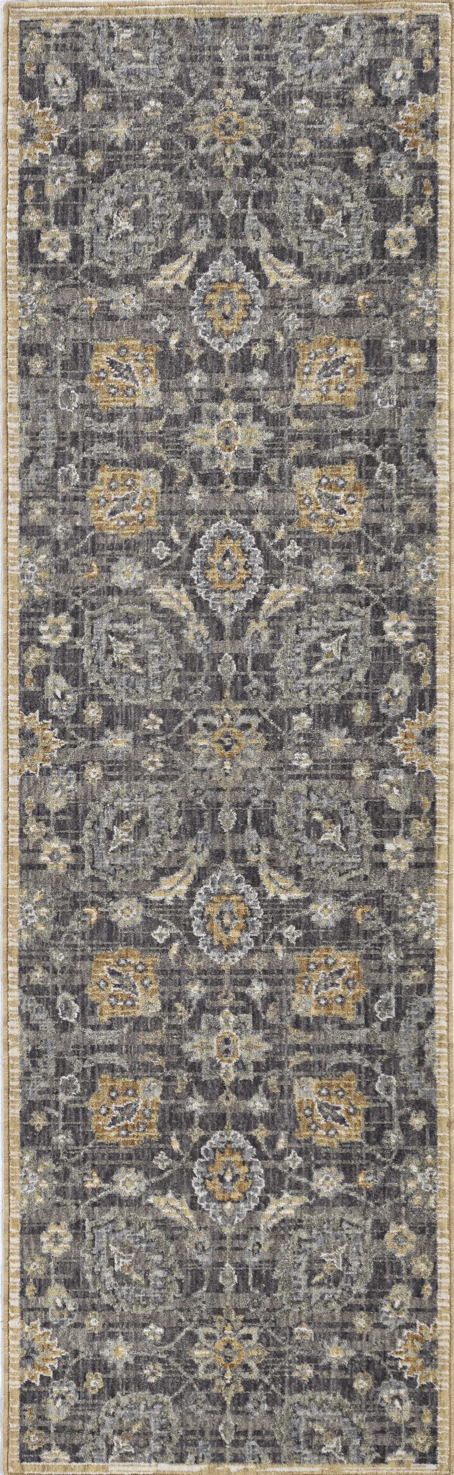 8' Taupe Machine Woven Vintage Traditional Indoor Runner Rug