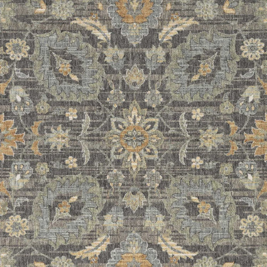 8' Taupe Orange And Gray Wool Floral Distressed Runner Rug