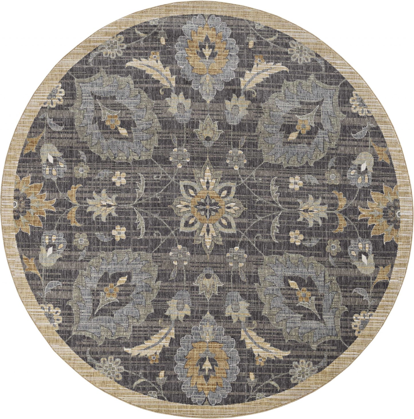 8' Taupe Machine Woven Vintage Traditional Indoor Runner Rug