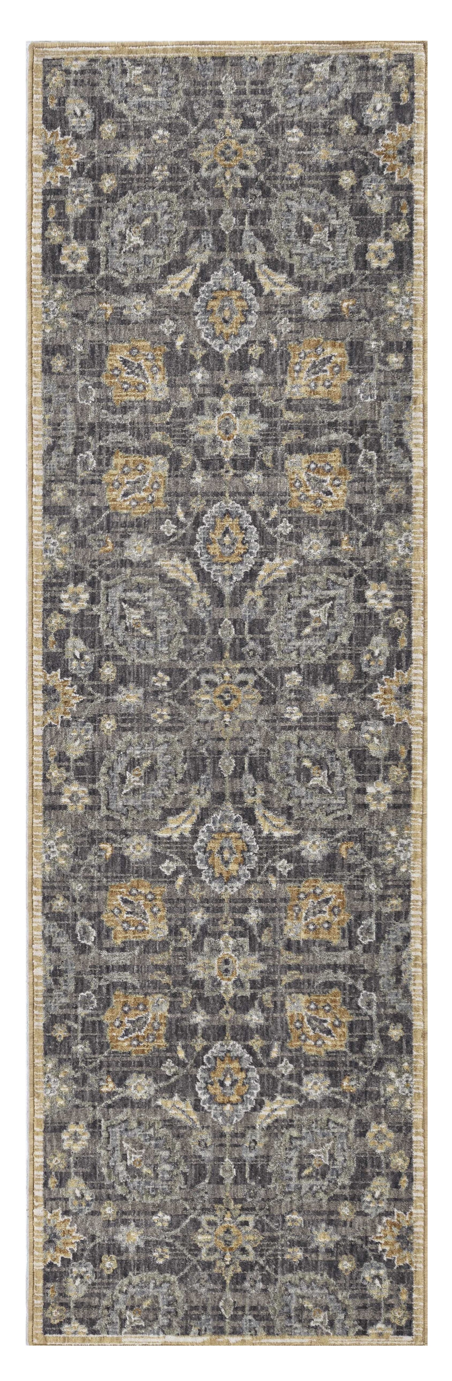 8' Taupe Machine Woven Vintage Traditional Indoor Runner Rug