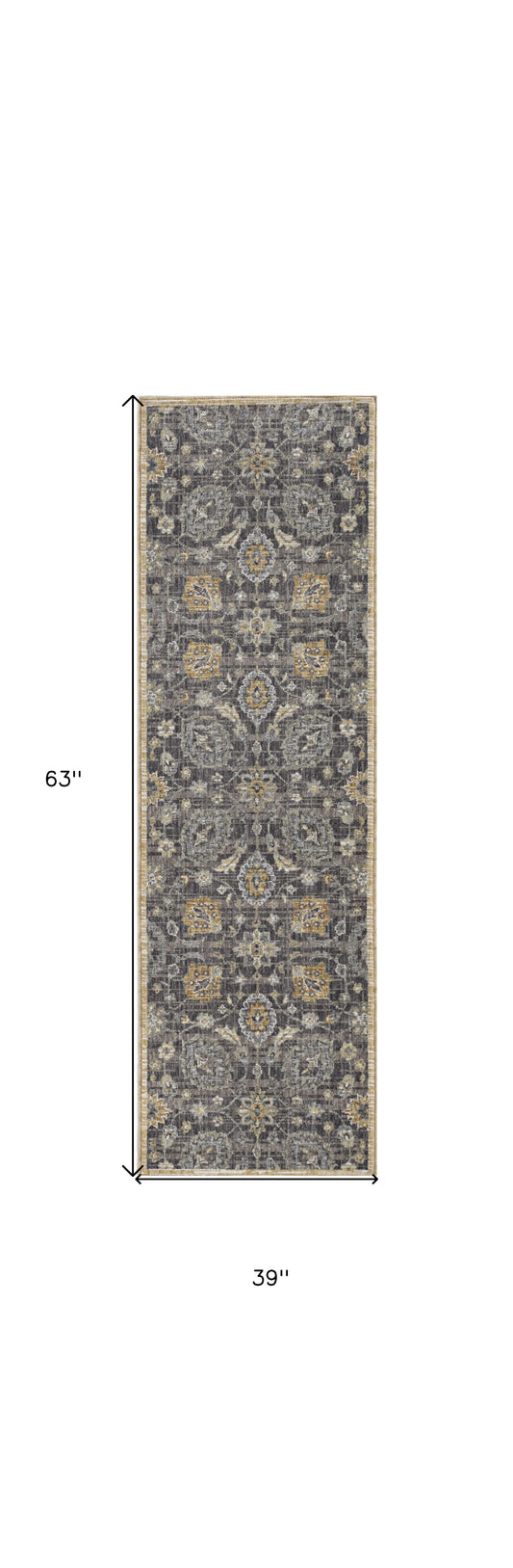 8' Taupe Machine Woven Vintage Traditional Indoor Runner Rug