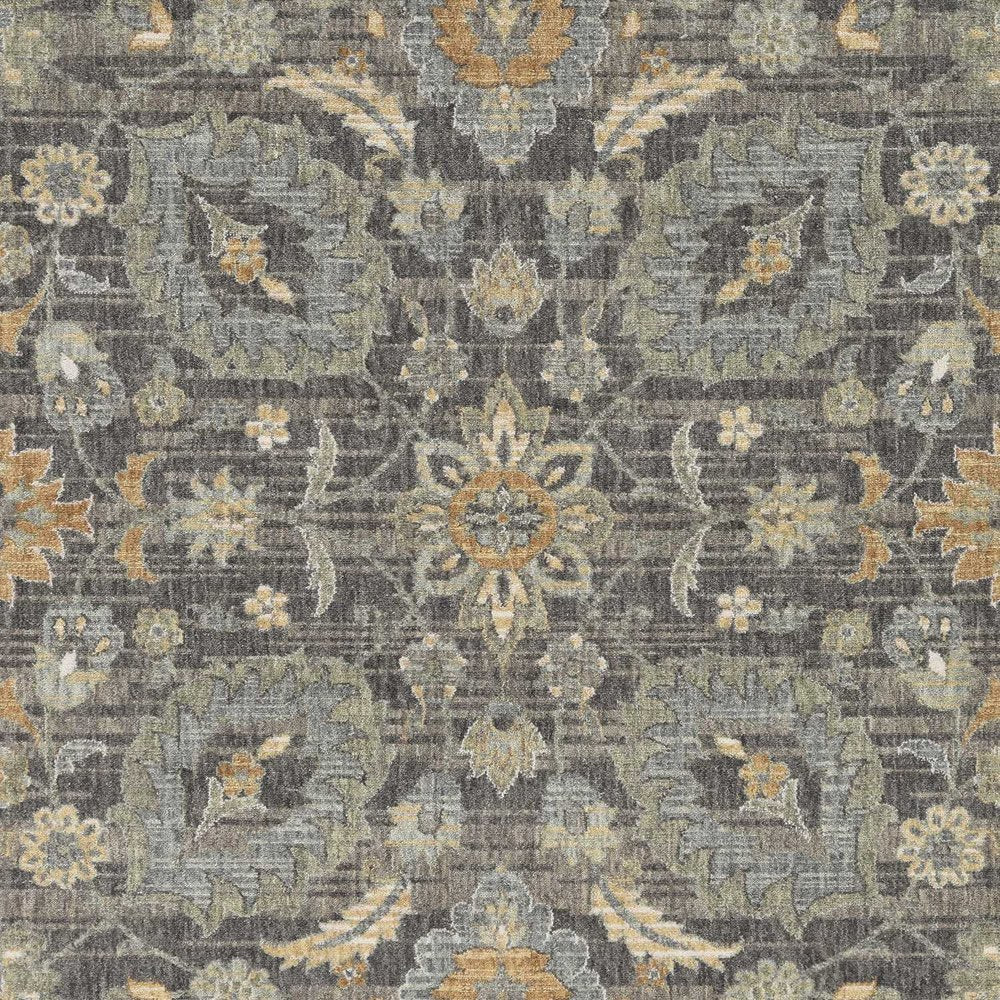 8' Taupe Orange And Gray Wool Floral Distressed Runner Rug