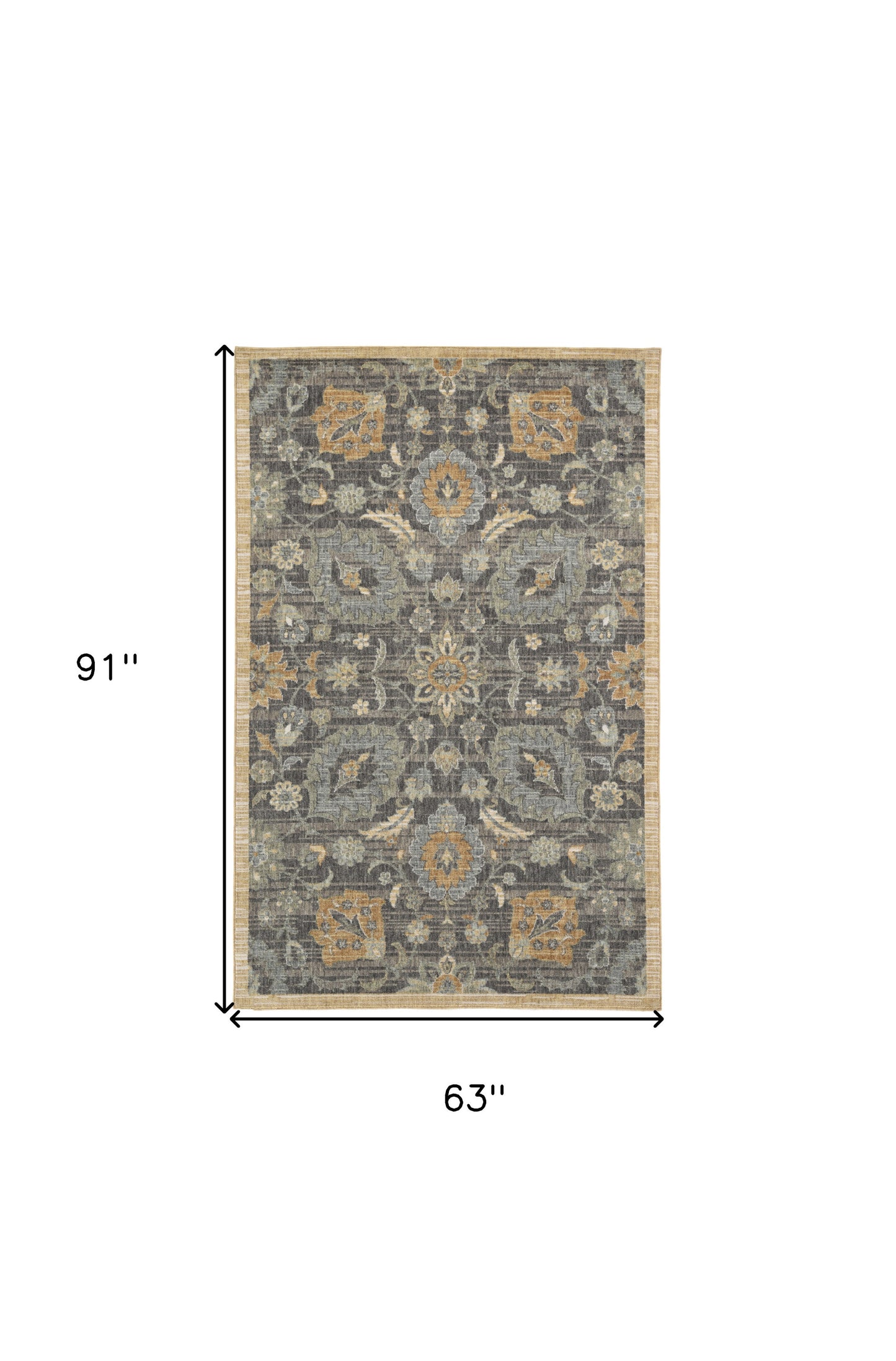 8' Taupe Machine Woven Vintage Traditional Indoor Runner Rug