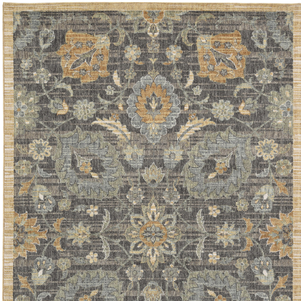 8' Taupe Machine Woven Vintage Traditional Indoor Runner Rug