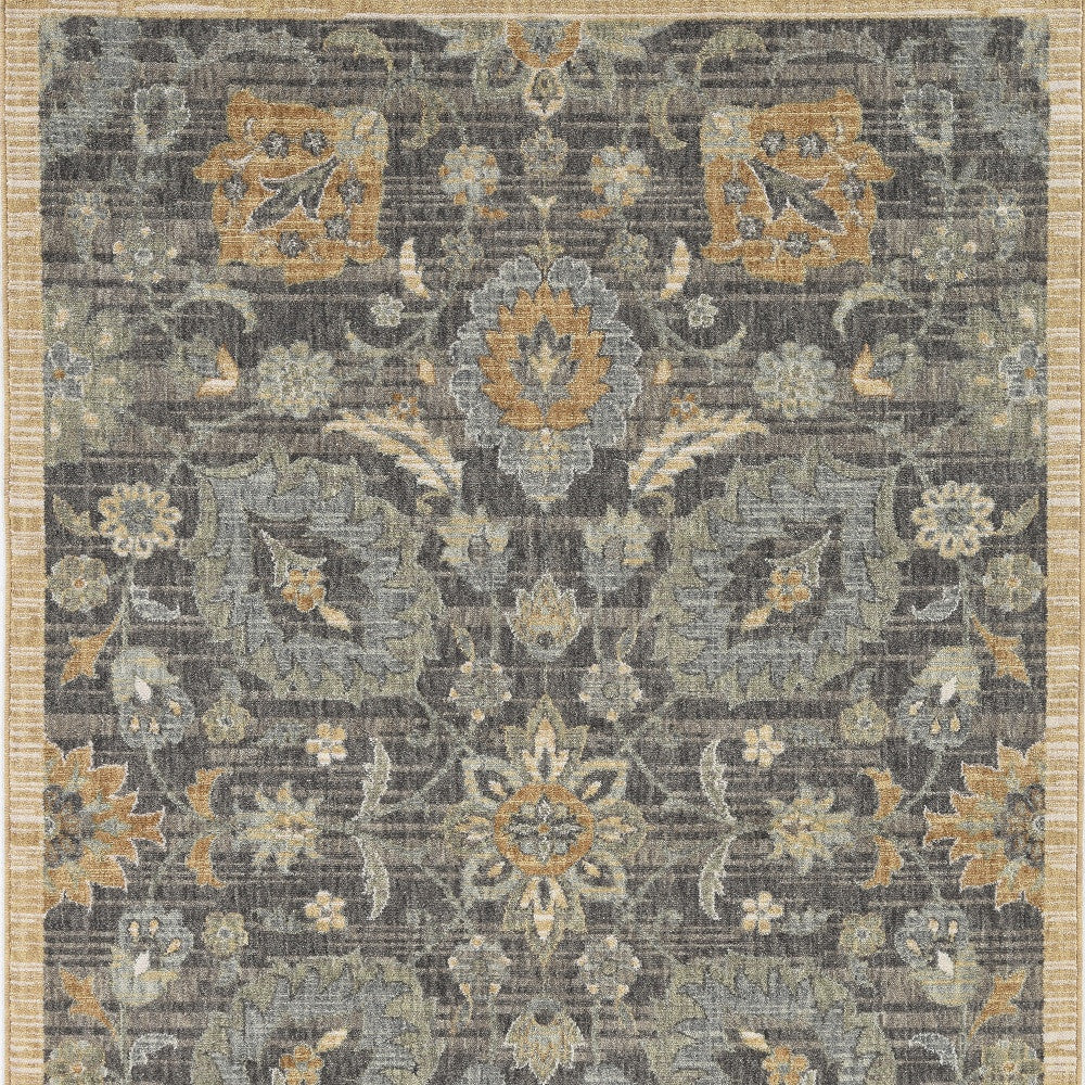 8' Taupe Machine Woven Vintage Traditional Indoor Runner Rug