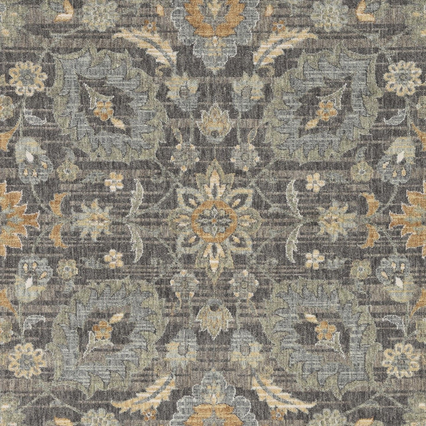 8' Taupe Orange And Gray Wool Floral Distressed Runner Rug