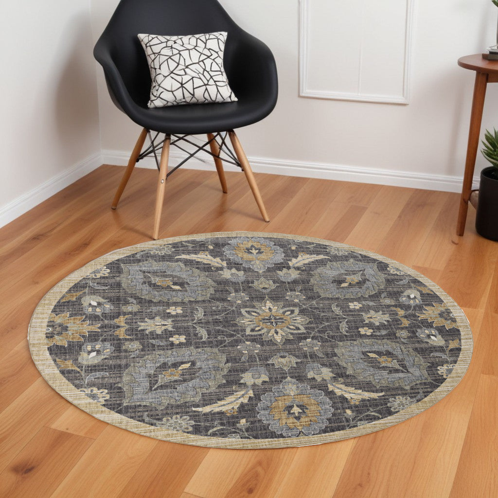 8' Taupe Machine Woven Vintage Traditional Indoor Runner Rug