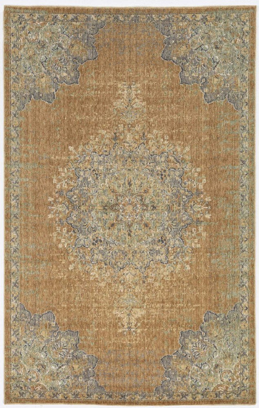 2' X 3' Brown And Gray Wool Medallion Area Rug