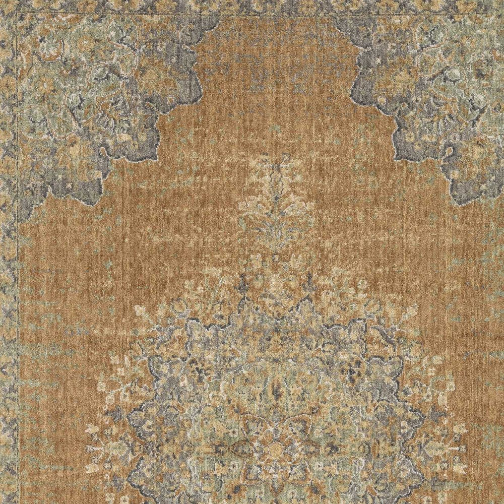 2' X 3' Brown And Gray Wool Medallion Area Rug