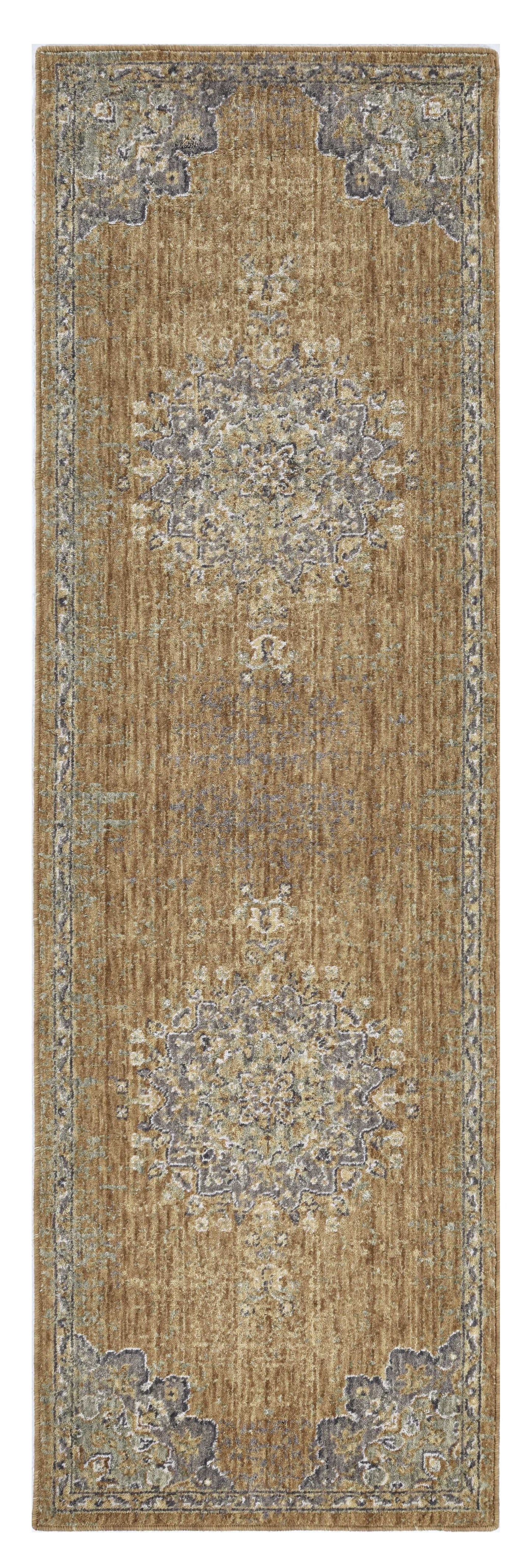 8' X 11' Coffee Brown Machine Woven Floral Medallion Indoor Area Rug