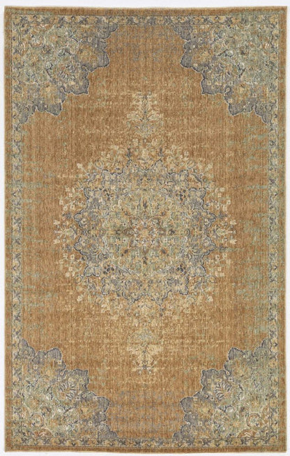 2' X 3' Brown And Gray Wool Medallion Area Rug