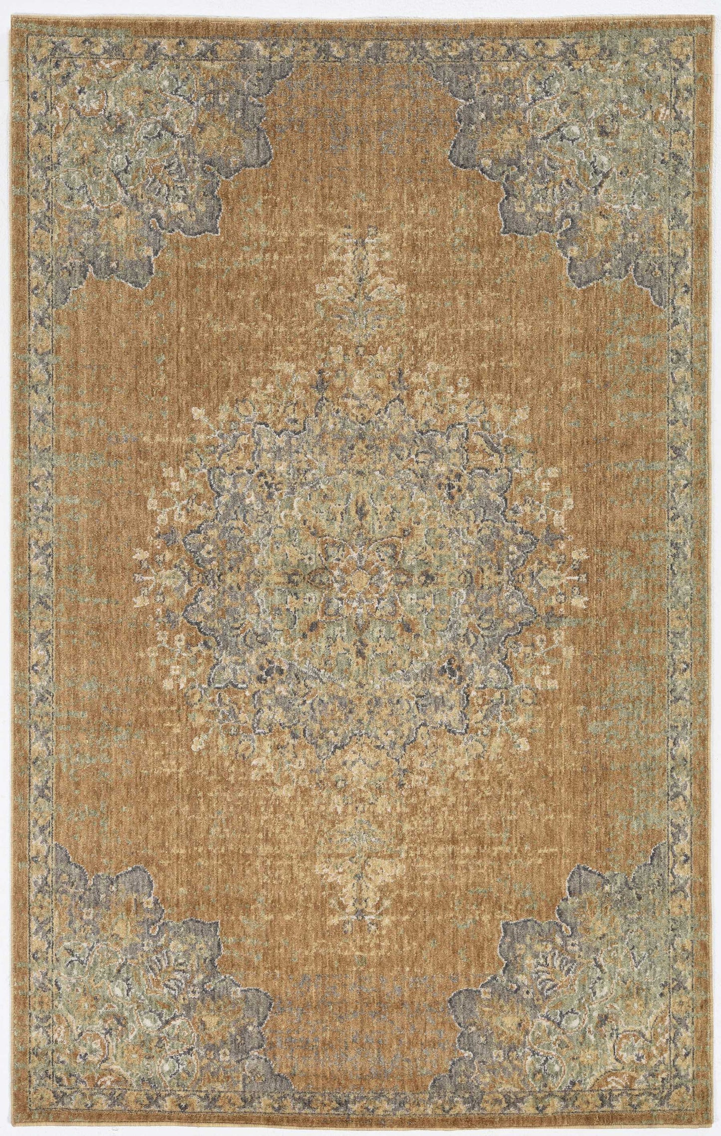 2' X 3' Coffee Wool Medallion Area Rug