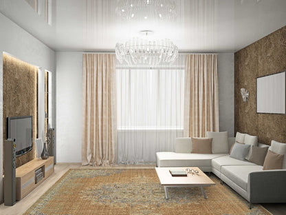 8' X 11' Brown And Gray Wool Medallion Distressed Area Rug