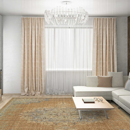 8' X 11' Brown And Gray Wool Medallion Distressed Area Rug