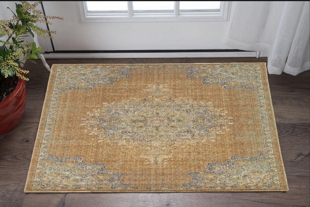 2' X 3' Brown And Gray Wool Medallion Area Rug