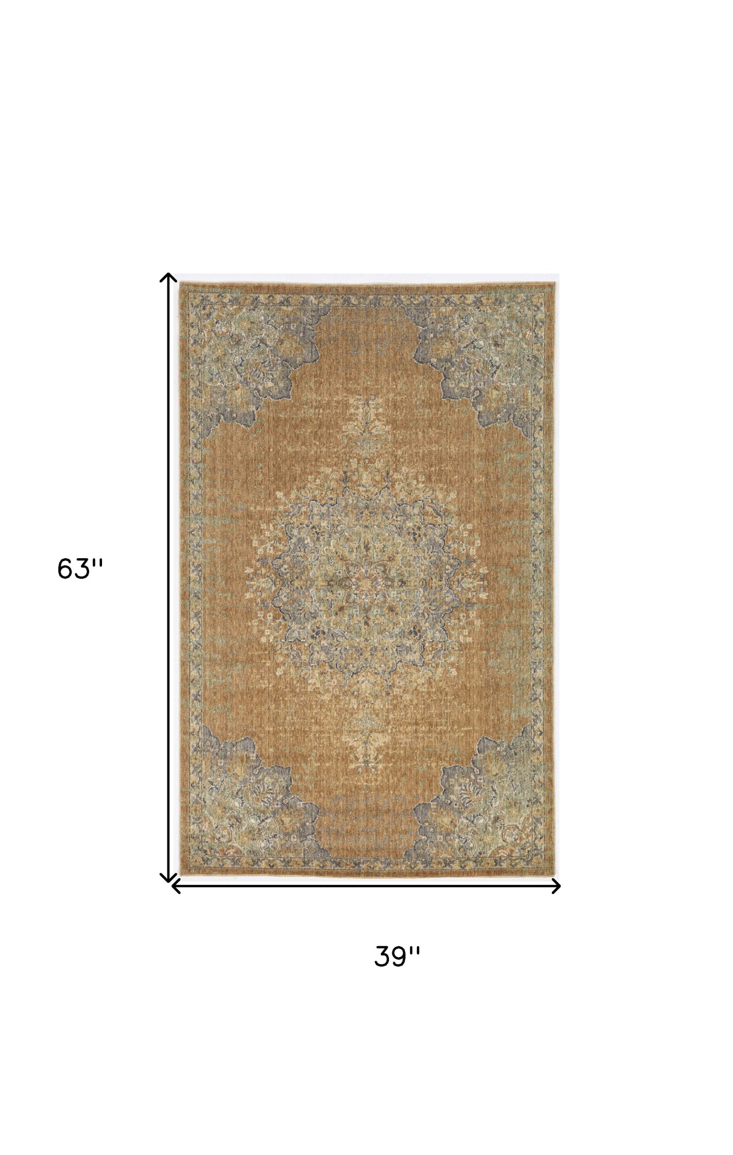 2' X 3' Coffee Wool Medallion Area Rug