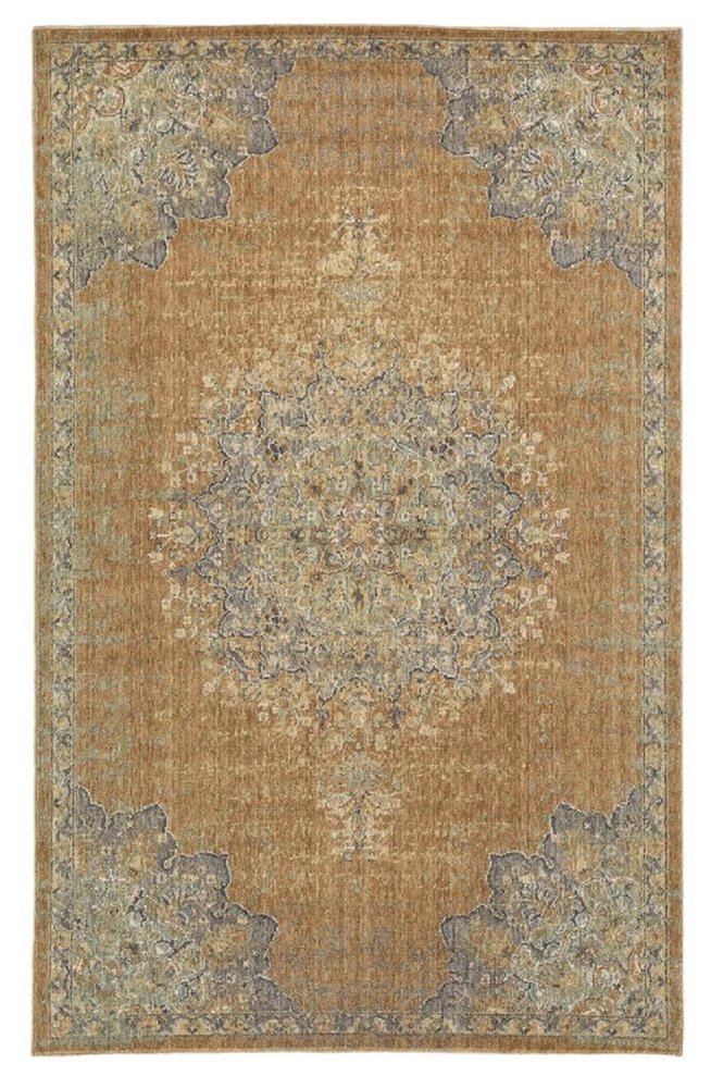 2' X 3' Brown And Gray Wool Medallion Area Rug