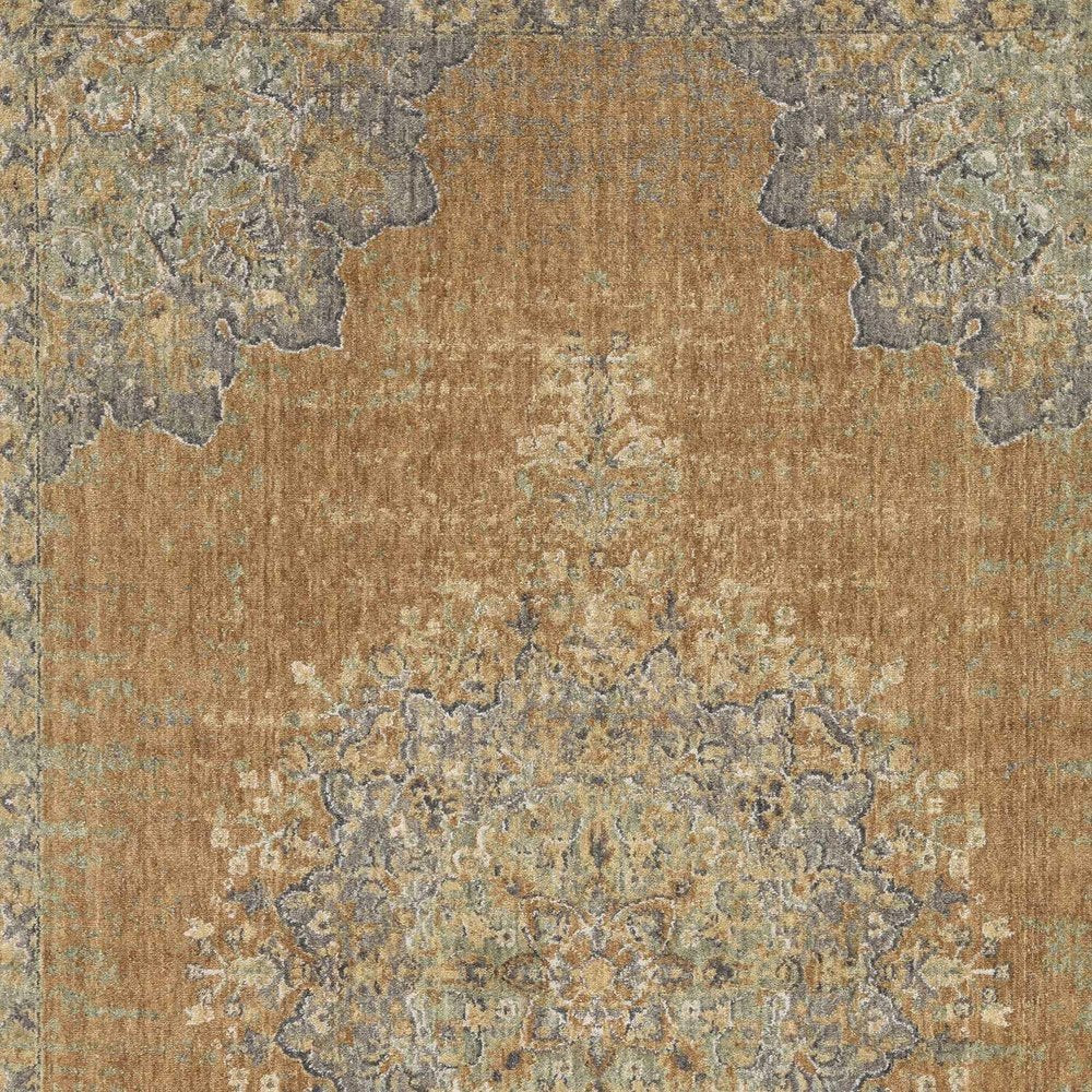2' X 3' Brown And Gray Wool Medallion Area Rug