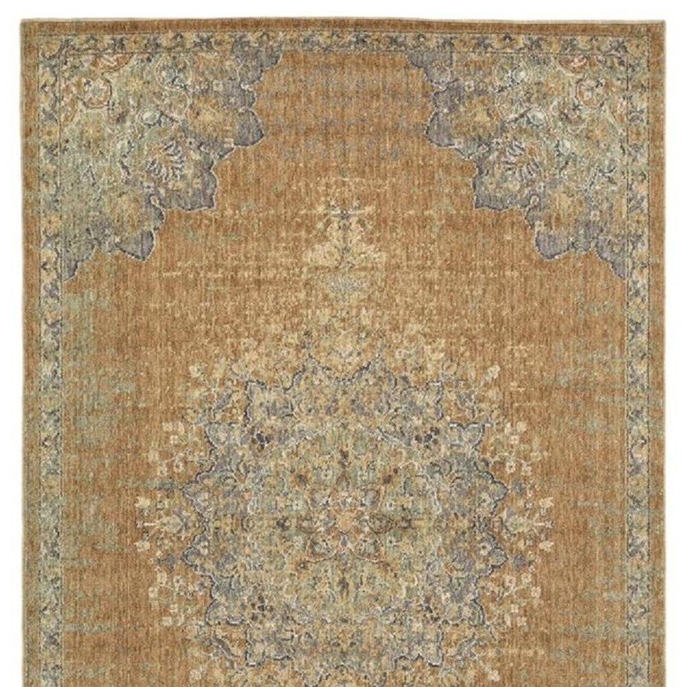 2' X 3' Brown And Gray Wool Medallion Area Rug