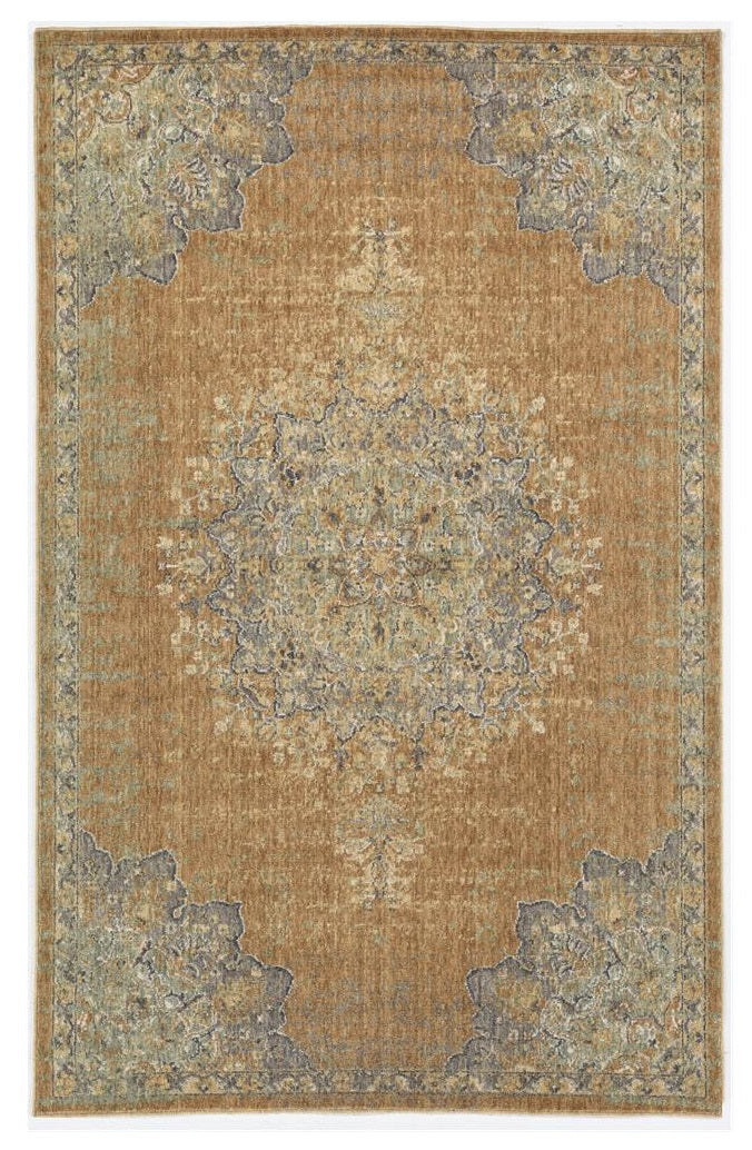 2' X 3' Coffee Wool Medallion Area Rug