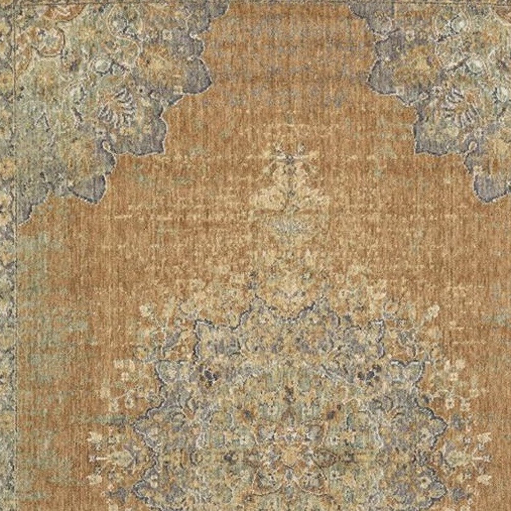 2' X 3' Coffee Wool Medallion Area Rug