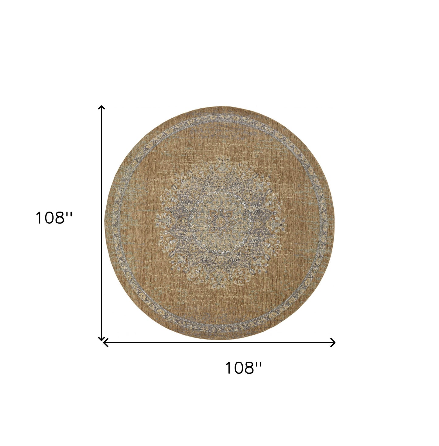 2' X 3' Coffee Wool Medallion Area Rug