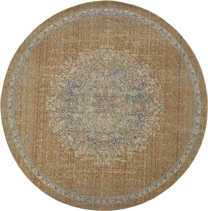 2' X 3' Brown And Gray Wool Medallion Area Rug