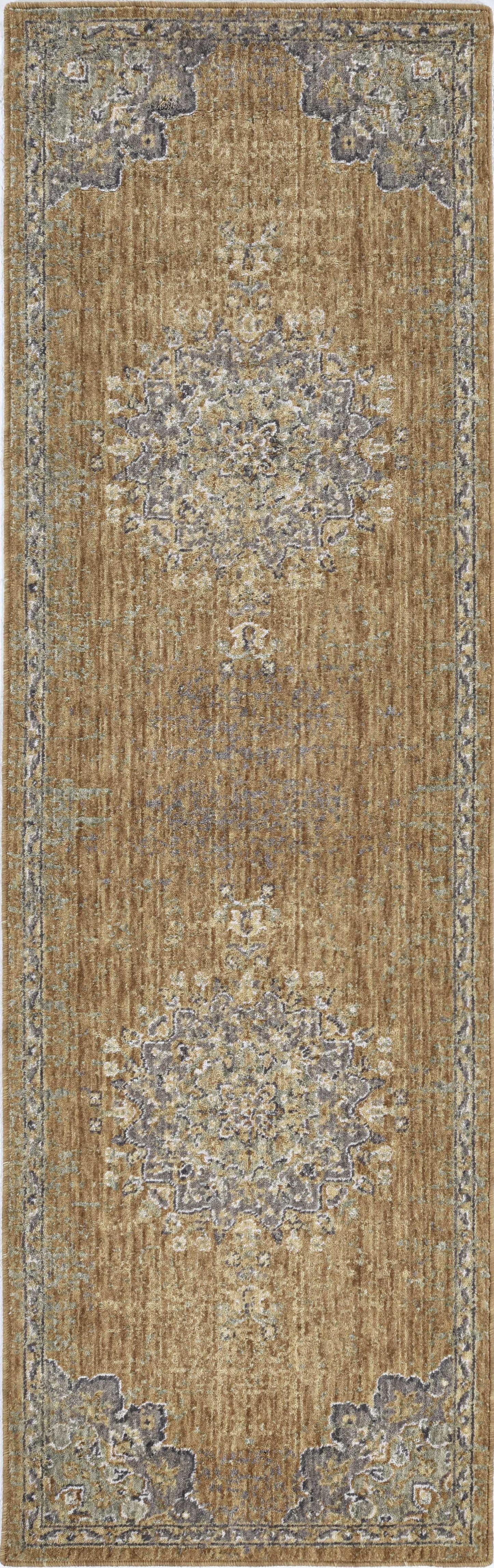 8' X 11' Coffee Brown Machine Woven Floral Medallion Indoor Area Rug