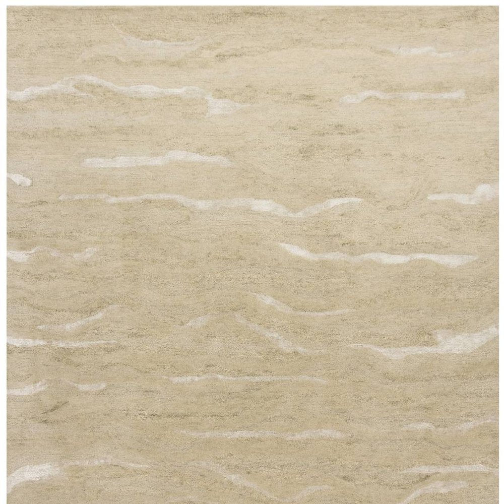 8' X 10' Tan and Ivory Wool Abstract Hand Tufted Area Rug