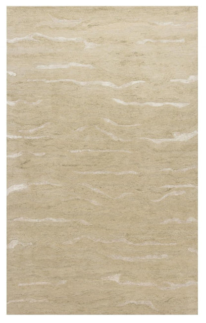 8' X 10' Tan and Ivory Wool Abstract Hand Tufted Area Rug