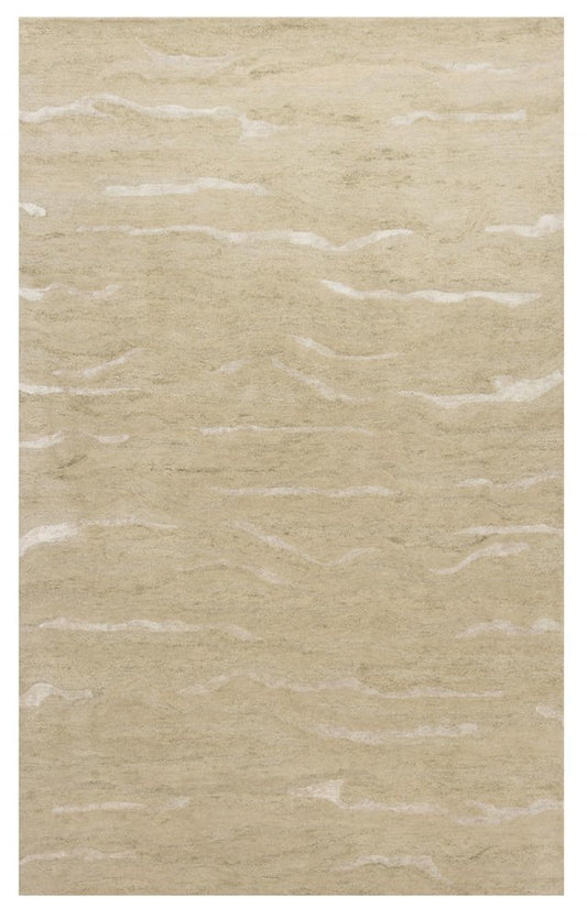 8' X 10' Tan and Ivory Wool Abstract Hand Tufted Area Rug