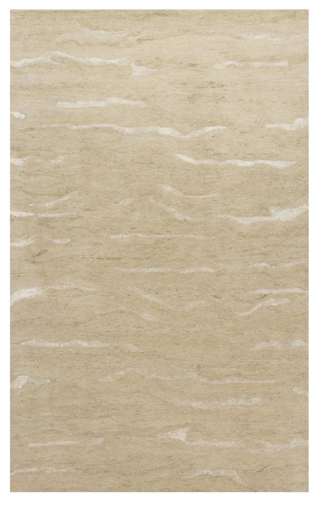 3' X 5' Beige And Ivory Abstract Hand Tufted Area Rug