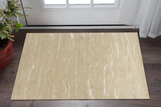 3' X 5' Beige And Ivory Abstract Hand Tufted Area Rug