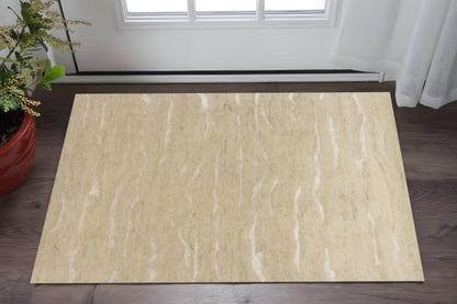 3' X 5' Beige And Ivory Abstract Hand Tufted Area Rug