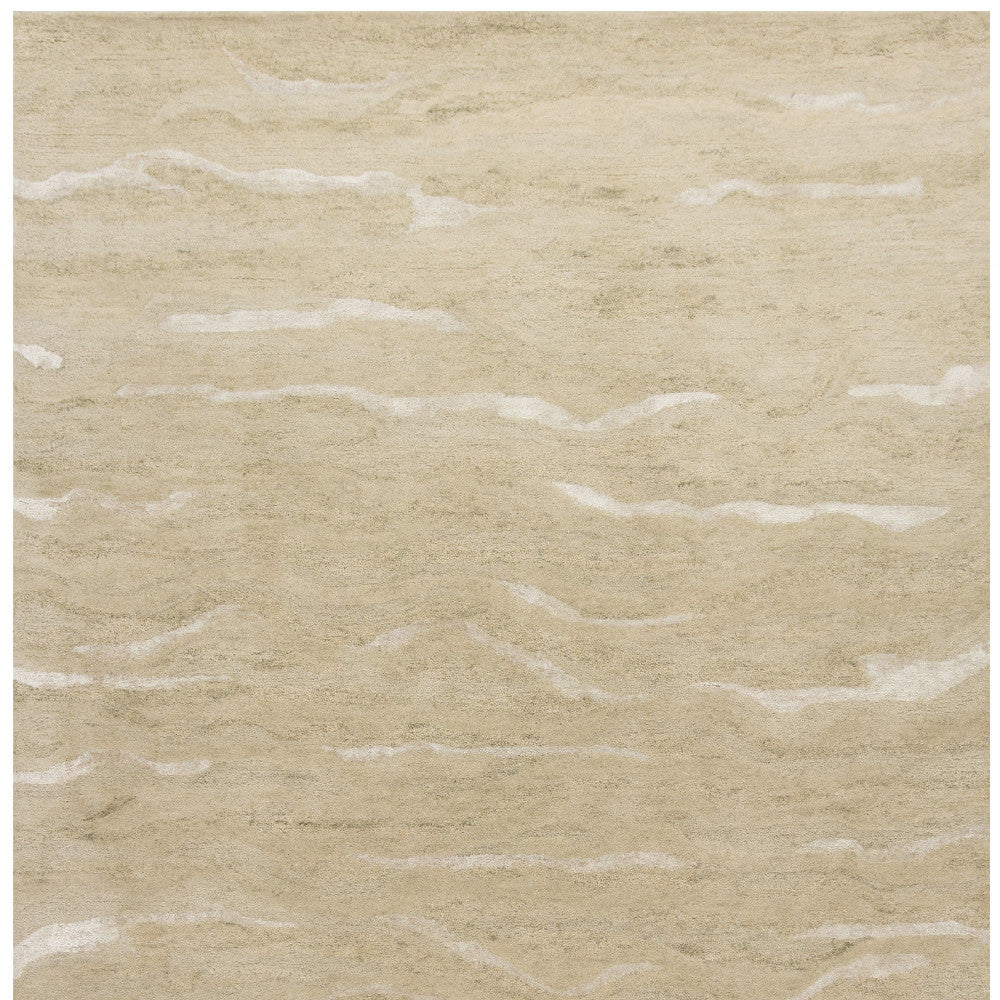 3' X 5' Beige And Ivory Abstract Hand Tufted Area Rug