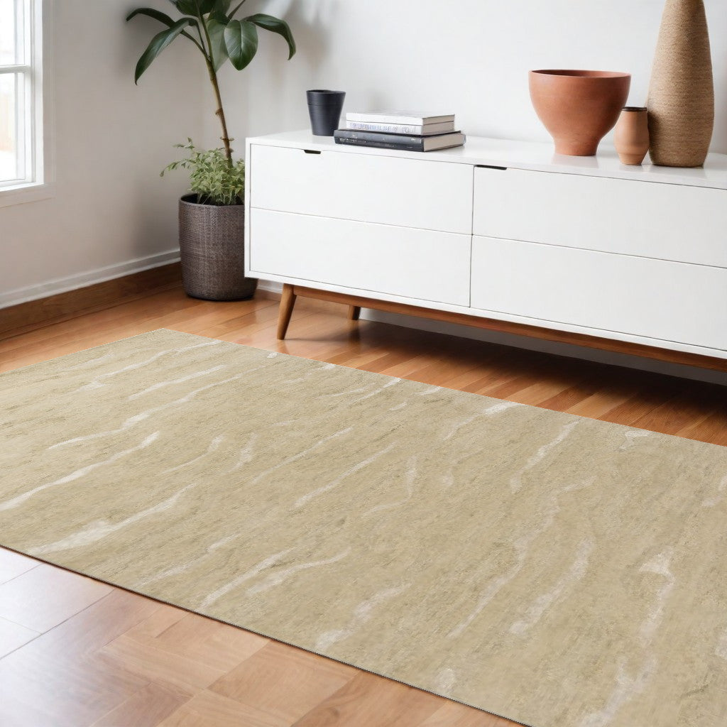 5' X 7' Beige Hand Tufted Abstract Indoor Area Rug