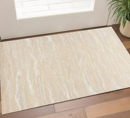 8' X 10' Beige and Ivory Wool Abstract Hand Tufted Area Rug