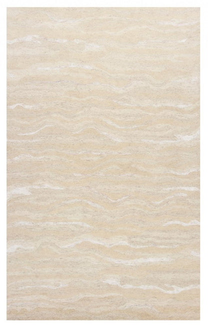 3' X 5' Beige And Ivory Wool Abstract Hand Tufted Area Rug