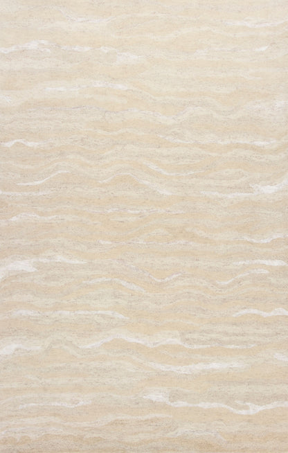 9' X 12' Beige And Ivory Abstract Hand Tufted Area Rug