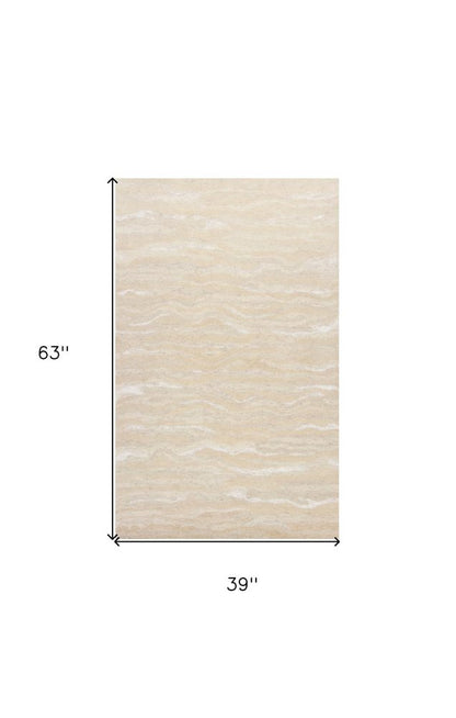3' X 5' Beige And Ivory Wool Abstract Hand Tufted Area Rug