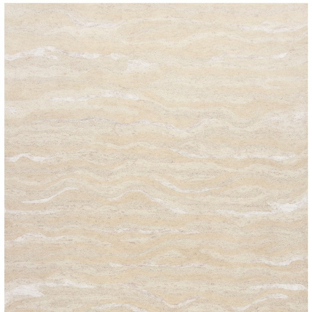9' X 12' Beige And Ivory Abstract Hand Tufted Area Rug