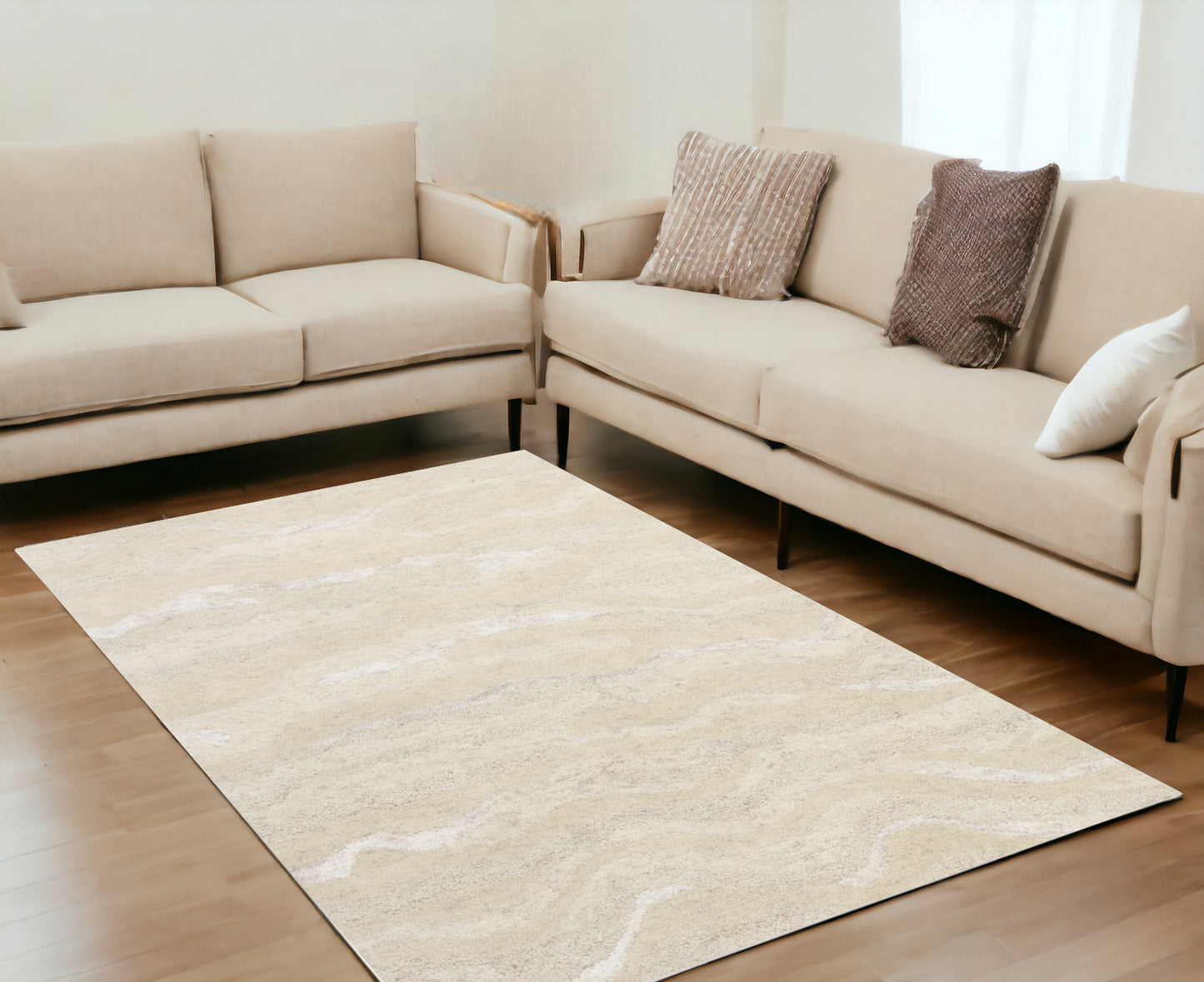 9' X 12' Ivory Hand Tufted Abstract Indoor Area Rug