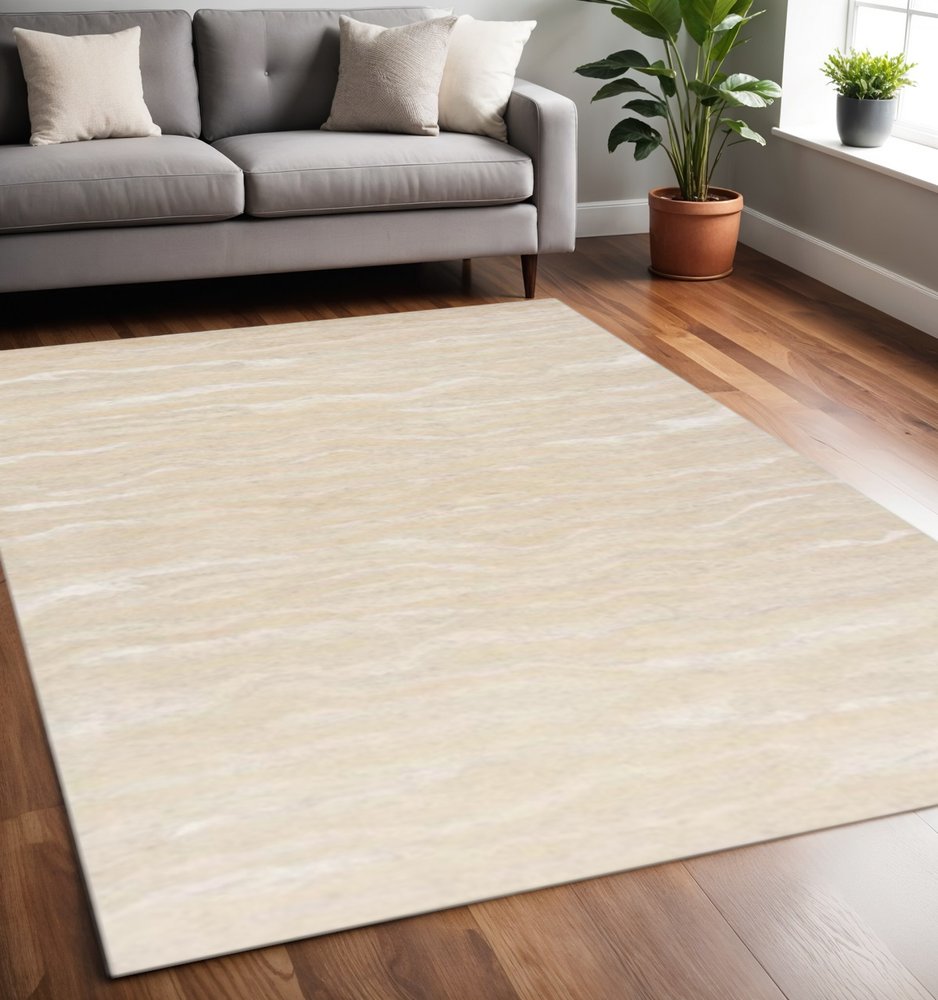 3' X 5' Beige And Ivory Wool Abstract Hand Tufted Area Rug