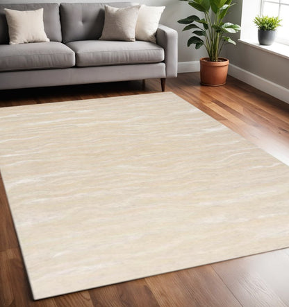 3' X 5' Beige And Ivory Wool Abstract Hand Tufted Area Rug